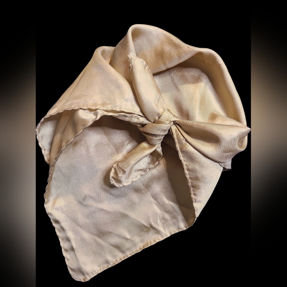 Vintage Gold Tone Handrolled Silk Scarf